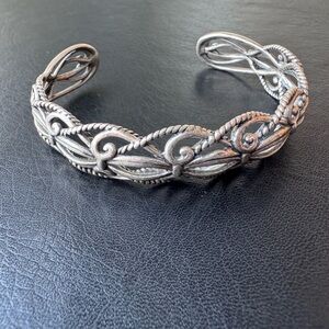 Vintage Carolyn Pollack Relios 925 Sterling Silver Open Scroll Cuff Bracelet